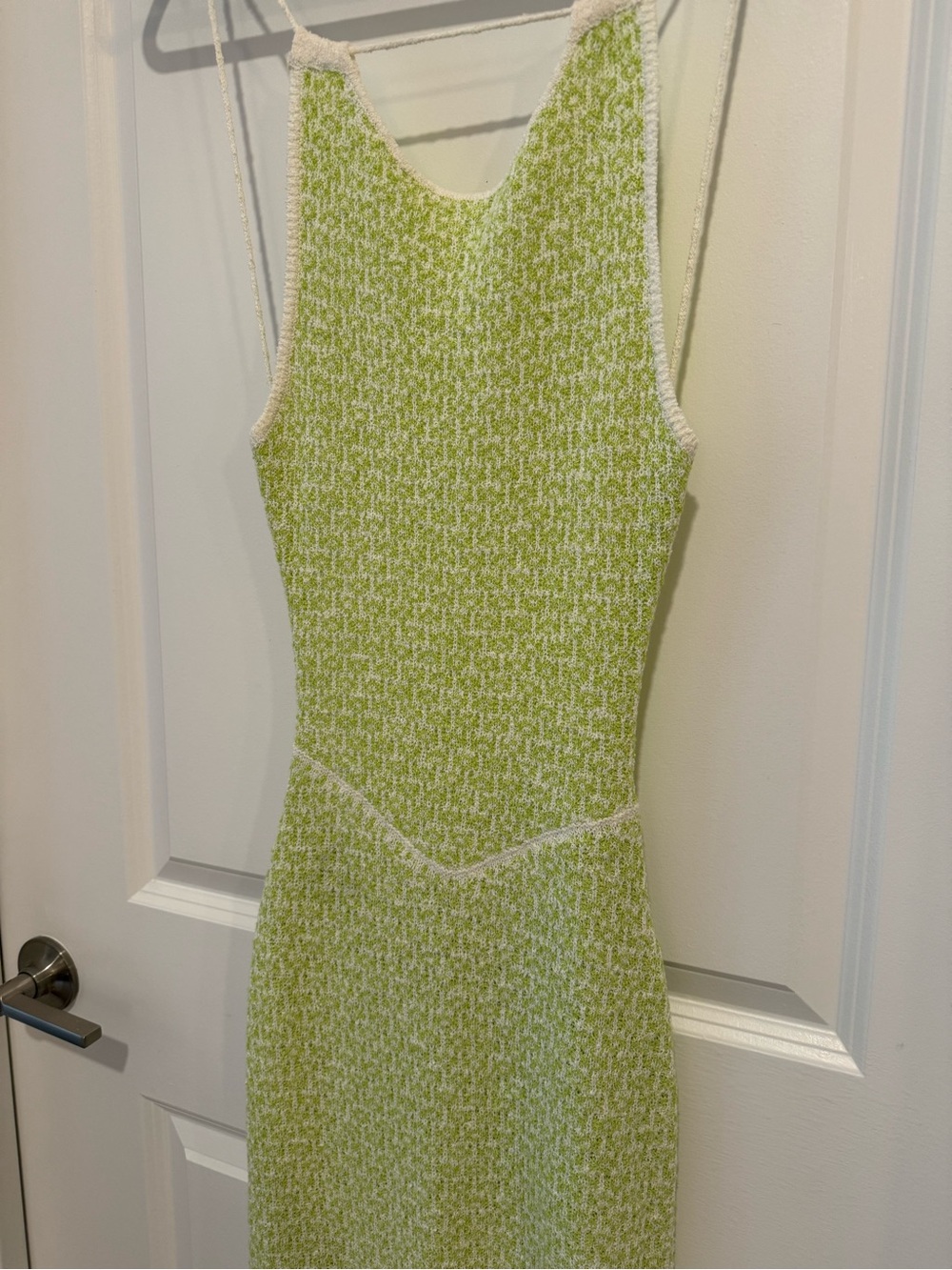 Free People Beach Lime Green Knit Low Tie Back Dress With Front Slit Size Small - Picture 2 of 12